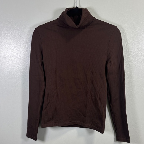 Wolford Soft Stretchy Brown Turtleneck Long Sleeve Top Size Medium - Picture 1 of 9